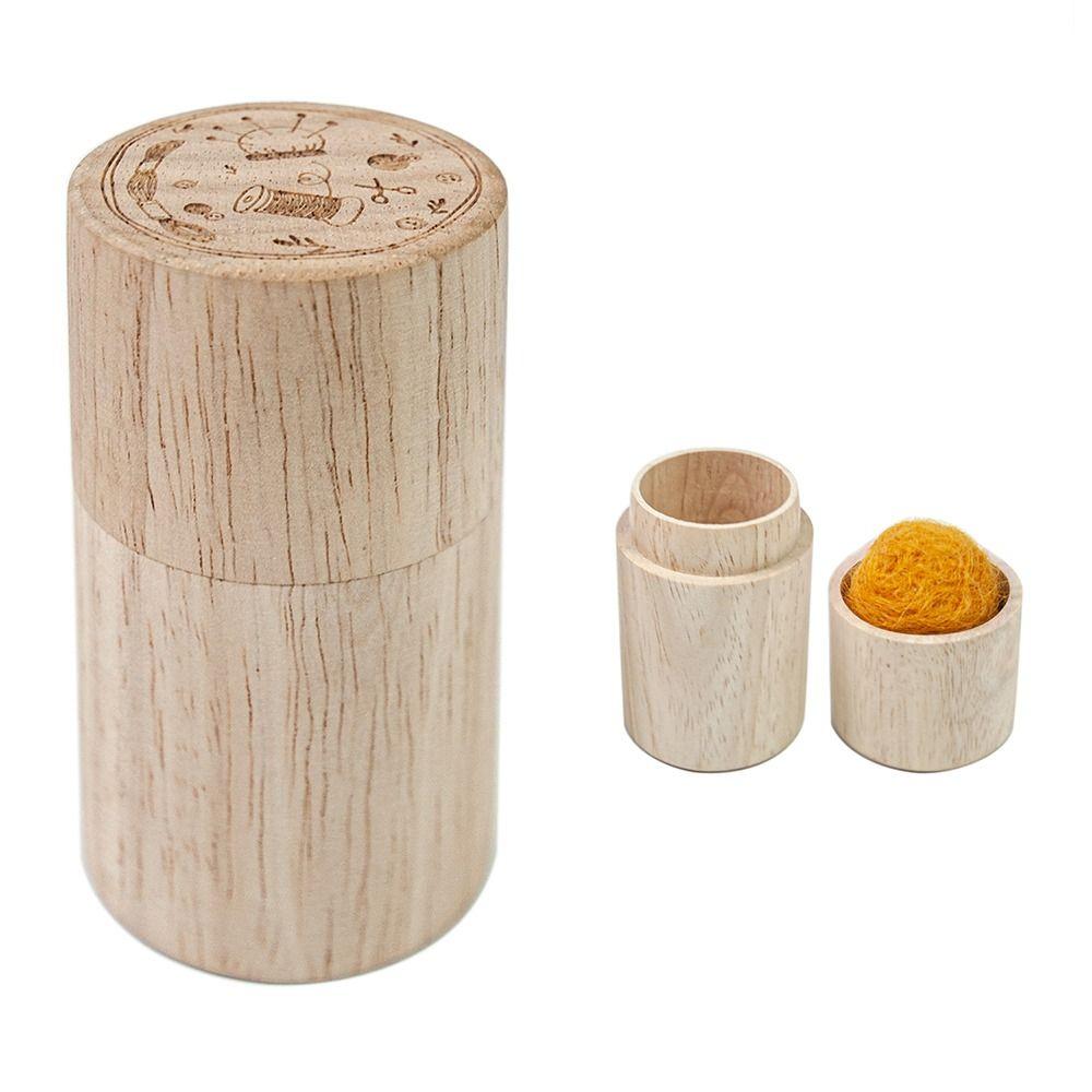 Sewing Needle Cylinder Box Woode Needles Storage Holder Pin Cushion Household Embroidery Craft Sewing Tools