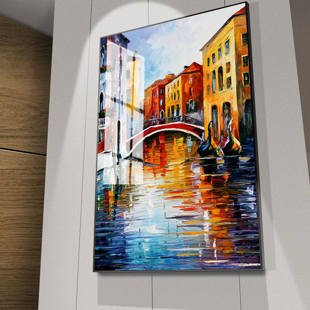 Nordic Landscape Oil Painting Water City Watercolor Art Canvas Painting Living Room Corridor Office Home Decoration Mural No Frame