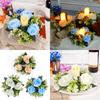 5Pcs Small Candle Rings Artificial Flower Wreath Fake Roses Candleholders Wreaths Wedding Centerpieces for Table Parties