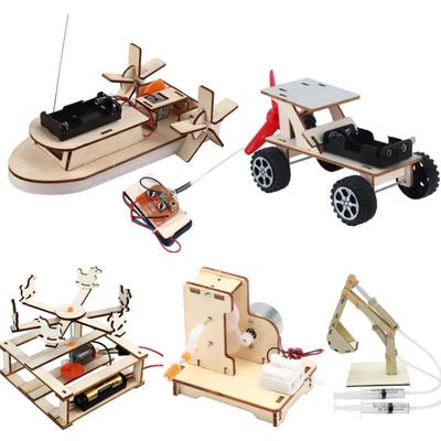 DIY Модель лодки Научные игрушки для детей STEM Электрический образовательный обучающий комплект 3D Сборка деревянной лодки Игрушка научный эксперимент комплект