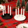 Ceramics Advent Candle Holder Matte Black White Taper Candle Tray 4 Candlestick Seats Dining Table Decoration Halloween Christmas Table Centerpiece