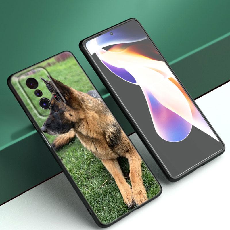 German Shepherd Dog Black Silicone Phone Case For Xiaomi Mi 9 SE 8 10 10T 11 12 13 Lite 9T 11T 12S 12T 13T 14 Pro 5G NE 11i 12X