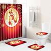Рождественская шторка для душа, коврик для пола, комбинация из четырех предметов, ковер для ванной комнаты и туалета, коврик для душевой комнаты, коврик для ног