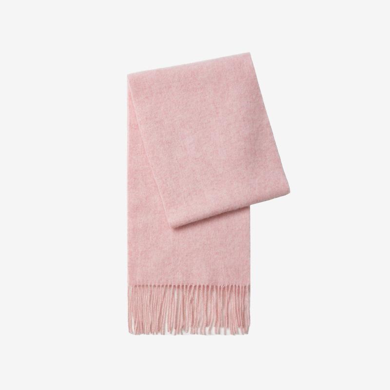 Осенне-зимний новый однотонный шарф из 100% шерсти для женщин, роскошный, толстый и пушистый, теплый, универсальный шарф