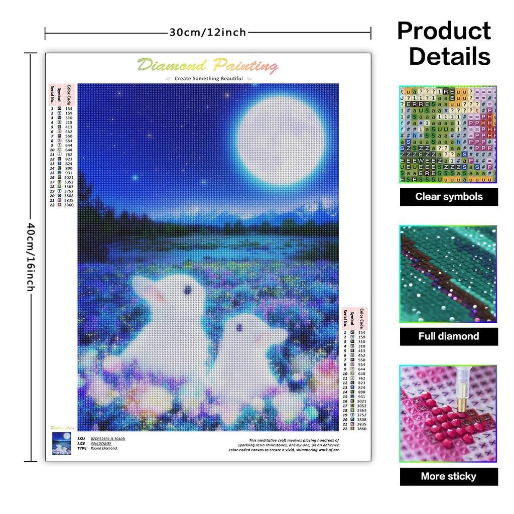 5D Diamond Painting Rabbit Moon Diamond Embroidery Animal Full Round Picture Of Rhinestone Diamond Mosaic Home Decoration 30x40cm