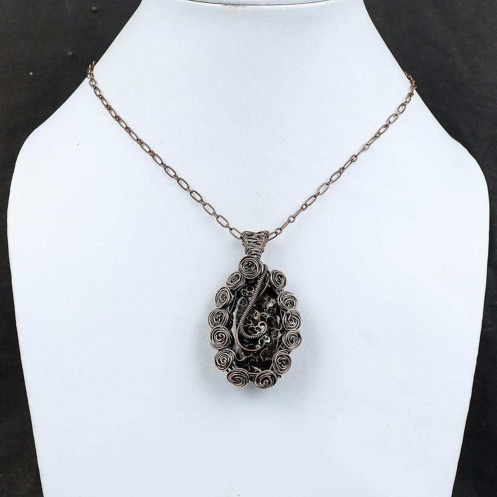 Turritella Agate Copper Custool, обернутый медной проволокой, ювелирное изделие, кулон ручной работы, обернутый проволокой, подарочное ювелирное изделие из Turritella Agate Gemstone