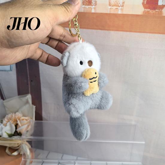 Stuff Animal for Men Women Otter Keychain with Fish Plush Bag Charm Keyrings Cute Decoration Lovers Friends Family
