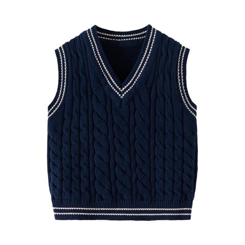 Вязаный хлопковый жилет-свитер с V-образным вырезом для мальчика - новый стиль осень/зима