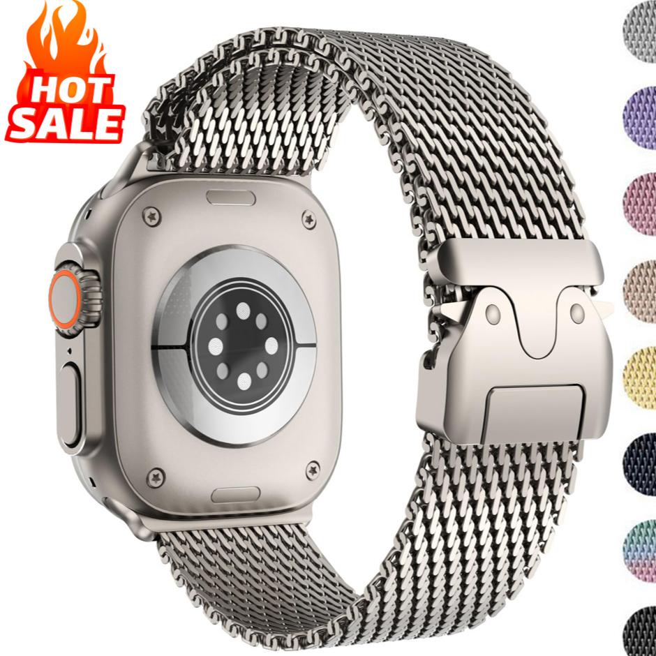 Milanese Loop Titanium Color Strap for Apple Watch Ultra 2 Band 49mm 45mm 46mm 44mm 42mm Bracelet iWatch Series 10 9 8 7 6 5 SE