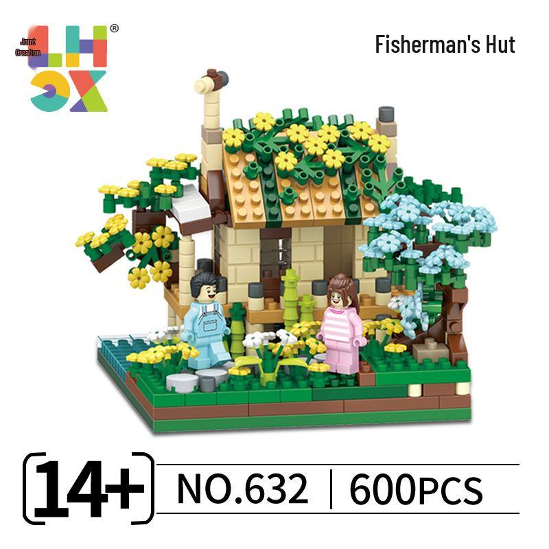 Мини-набор строительных блоков из 609 деталей: Набор для самостоятельного изготовления железнодорожной станции «Цветущая сакура» и романтического домика на дереве для взрослых