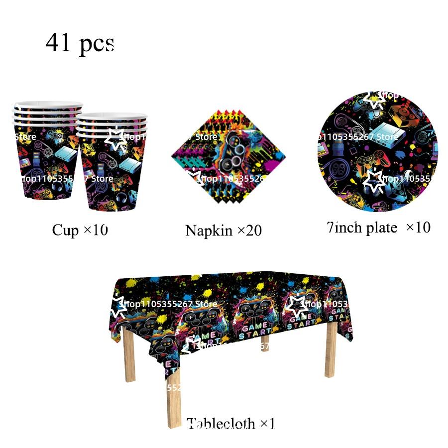 Game Console Theme Birthday Party Decorations Tableware Paper Cups Plates Children's Birthday Souvenirs Decoration Baby Shower