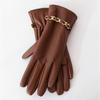 Chain Winter Thick Gloves Solid Color Outdoor Riding Gloves High Quality Leather Gloves