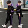 Three-piece Boys Plus Velvet Thickened Suit, Medium and Large Children's Autumn and Winter Sports Suit