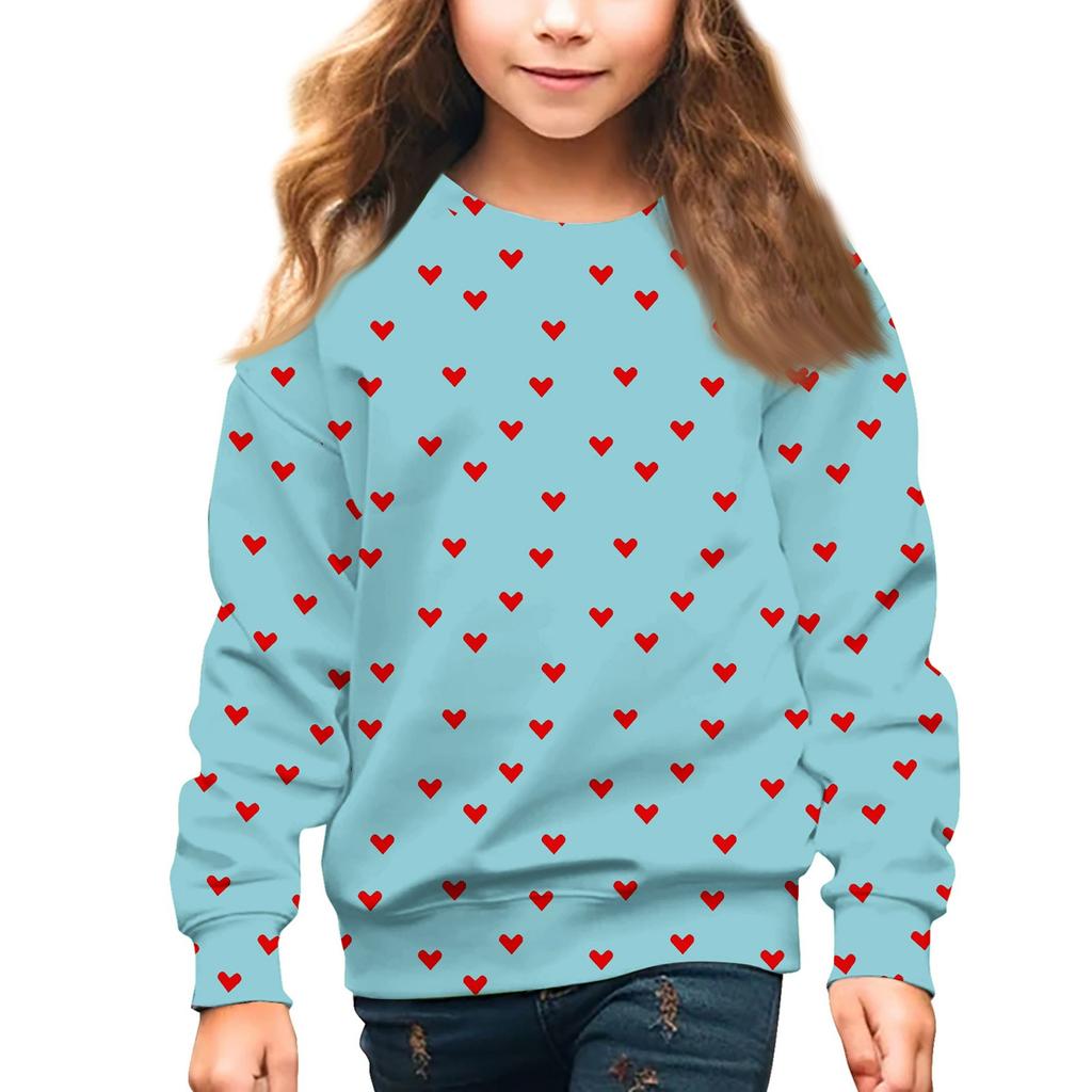 Девочки Круглый вырез Пуловеры для детей День святого Валентина Печатные топы