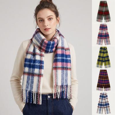 Simple Long Plaid Scarf Plush Retro Winter Cashmere Scarves Imitation Cashmere Wool Warm Wraps Student