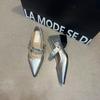 Niche Pointed Single Shoes Women's Spring 2025 New Temperament Light Luxury Thick Heel Rhinestone Word with Mary Jane Shoes