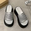 Fashion 8CM Platform Sandals Women 2025 Summer New Non-slip High Heels Weave Leather Slippers Ladies Open-toed Roman Soft Beach Shoes