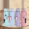 1PC Black White Cat Paw Kitten Print 750ml Color Plastic Sports Water Bottle Leakproof Flip Straw Lid Suitable for Sports Office Home Use