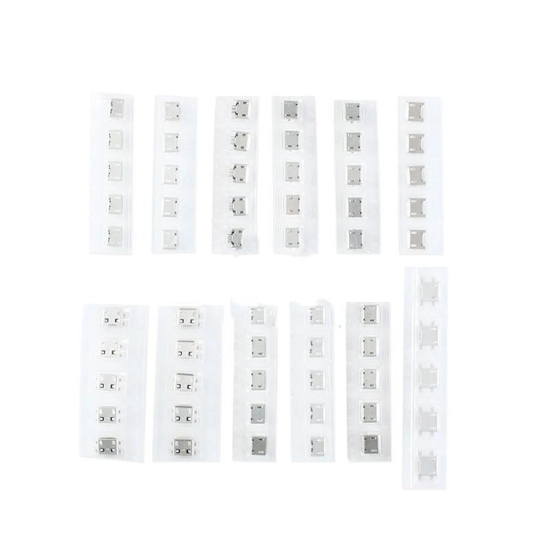 60PCS 5 Pin Socket Connector Micro USB Socket Connectors Assortment Set 12 Models SMD DIP