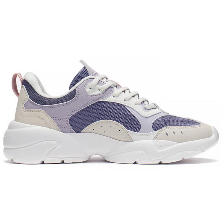 Li Ning Flowing Rock Классические низкие спортивные повседневные кроссовки Женские Бежево-фиолетовые AGCS268-2