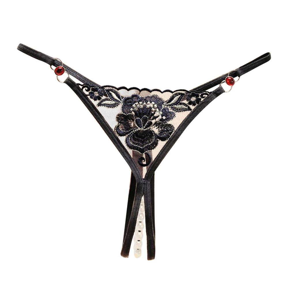 Erotic Panties Women's Sexy Lace Briefs Hollow Out Crochet Lace Up Panty Thongs G String Open Crotch Peral Lingerie Underwear
