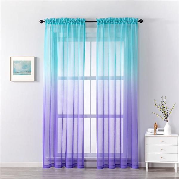 Современные градиентные цветные оконные тюлевые шторы для гостиной, спальни, занавески из органзы, вуали, украшения отеля, синие прозрачные шторы