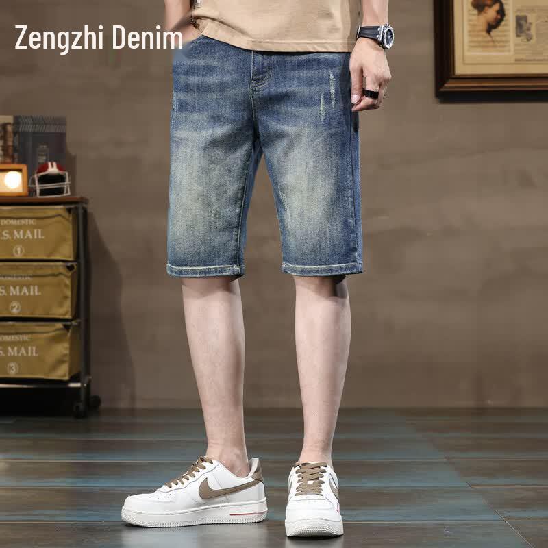 Мужские вымытые ретро джинсовые шорты Zengzhi
