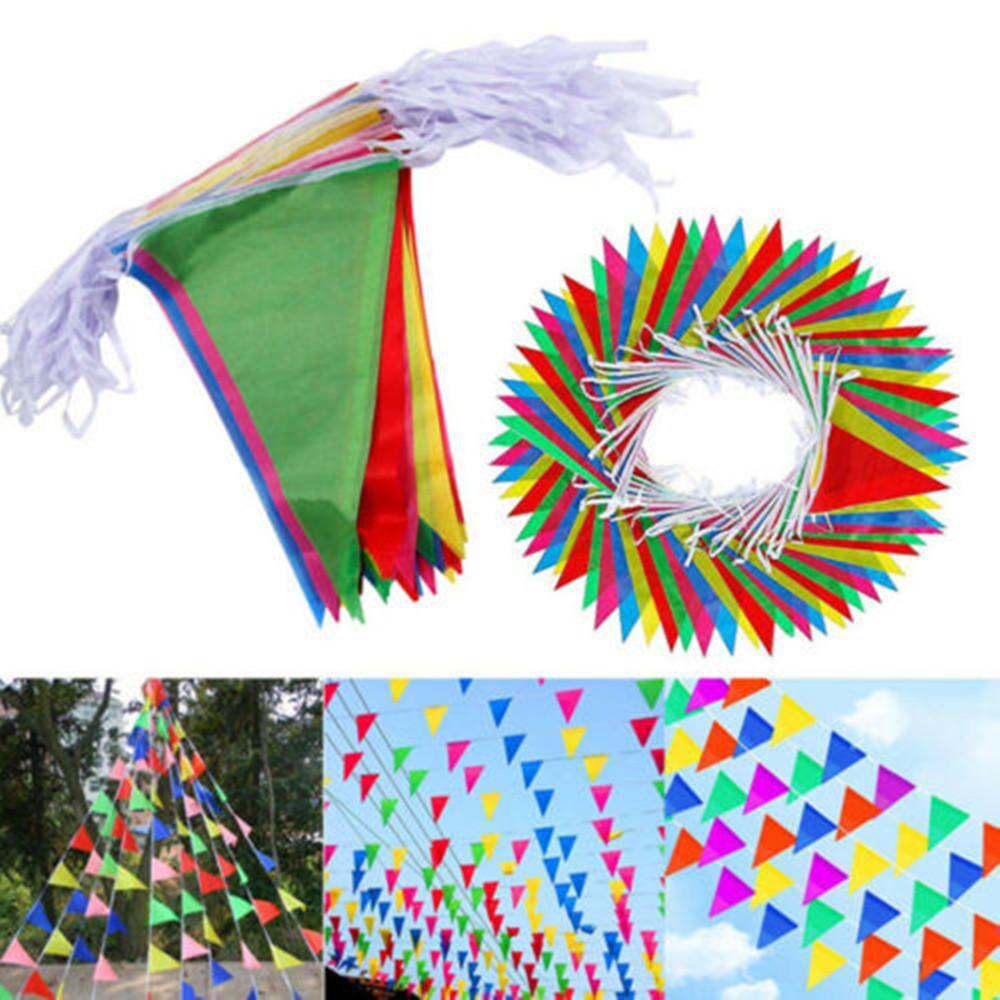 Nylon Fabric Decor Outdoor 100M Triangle Flags Pennant Multicolored Bunting Banner