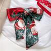 Ribbon Headband Christmas Silk Scarf Printed New Year Scarf Retro Long Scarf  Women