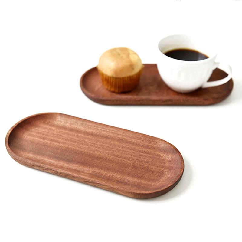 Wooden Tray Ins Style Small Wooden Tray Rectangular Dinner Plate Cake Bread Coffee Tea Set Solid Wood Plate Tray