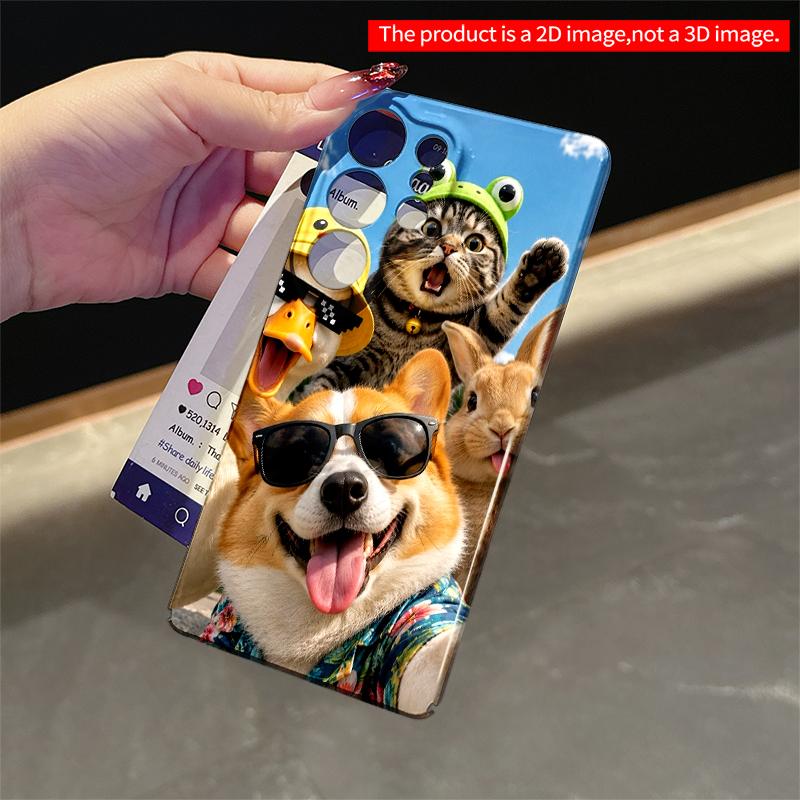 2DFlat Samsung phone case Sunny Pet Squad Selfie Phone Case Applicable to Galaxy S22 S23 S24 S25ULTRA S26 A12 A13 A14 A15 A16 A34 A35 A54 A55