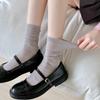 Cotton Thin Breathable Summer Women Socks Korean Fashion Solid Color Loose Long Socks Japan Style School Girls Black White Socks