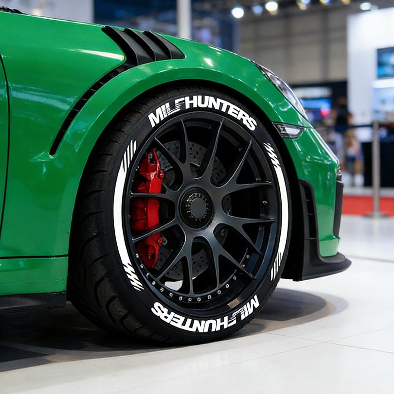 MILFHUNTERS 3D Tire Letter Stickers PVC Waterproof Funny Racing Wheel Decals for Car Styling Accessories