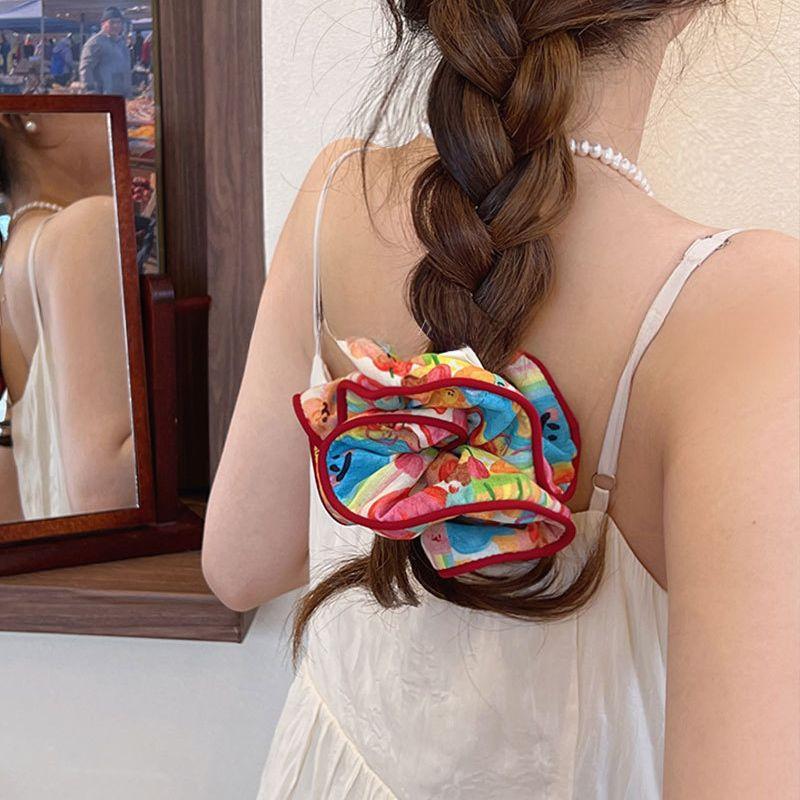 Korean New Cute Sweet Elastic Hair Bands Women Floral Print Hair Rope Barrettes Headwear Girls Hair Accessories