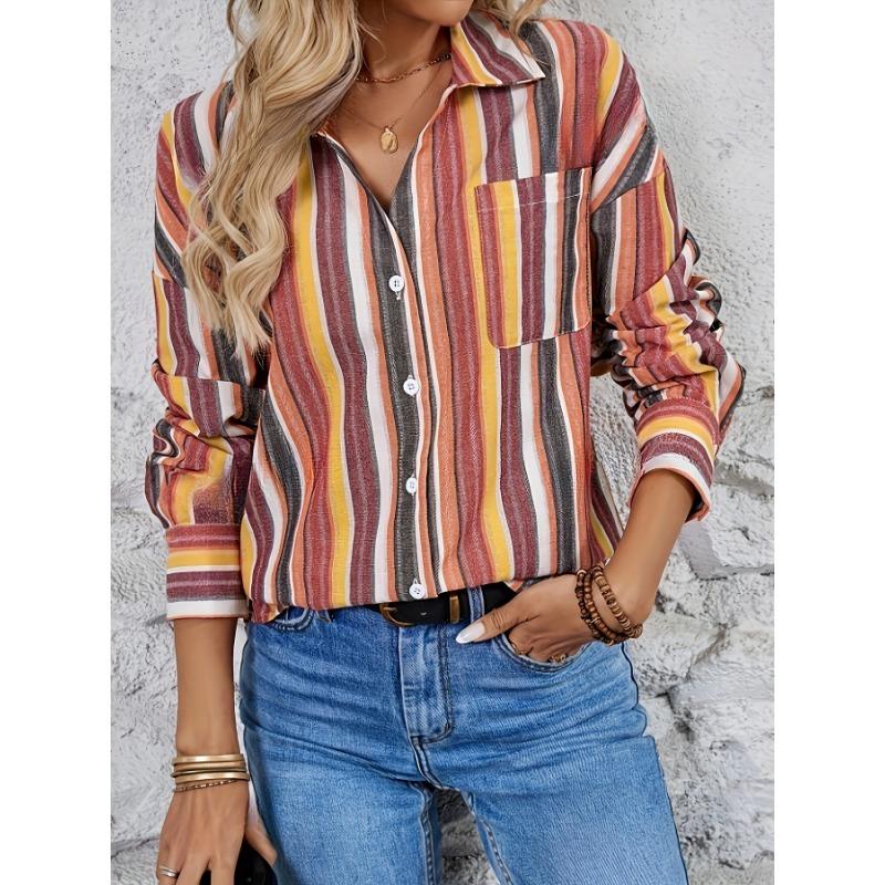 European Style Loose Fit Long Sleeve Collared Shirt