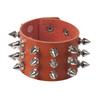 Gothic Pu Leather Studded Bracelet Adjustable Cuff Bangle Unisex Black Wristband