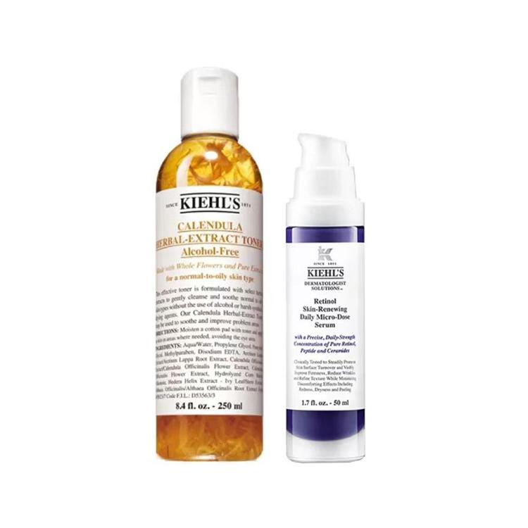Kiehl's Ретиноловая сыворотка для ежедневного обновления кожи с микродозами и тоник с экстрактом календулы