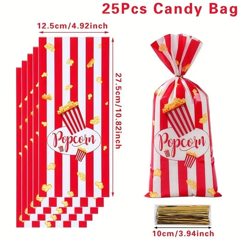 25/50/100 шт. Пакеты для попкорна, Пакеты в карнавальную полоску, Портативные стаканчики для еды, Пакеты для закусок, Мини-контейнеры для угощений, Товары для вечеринок