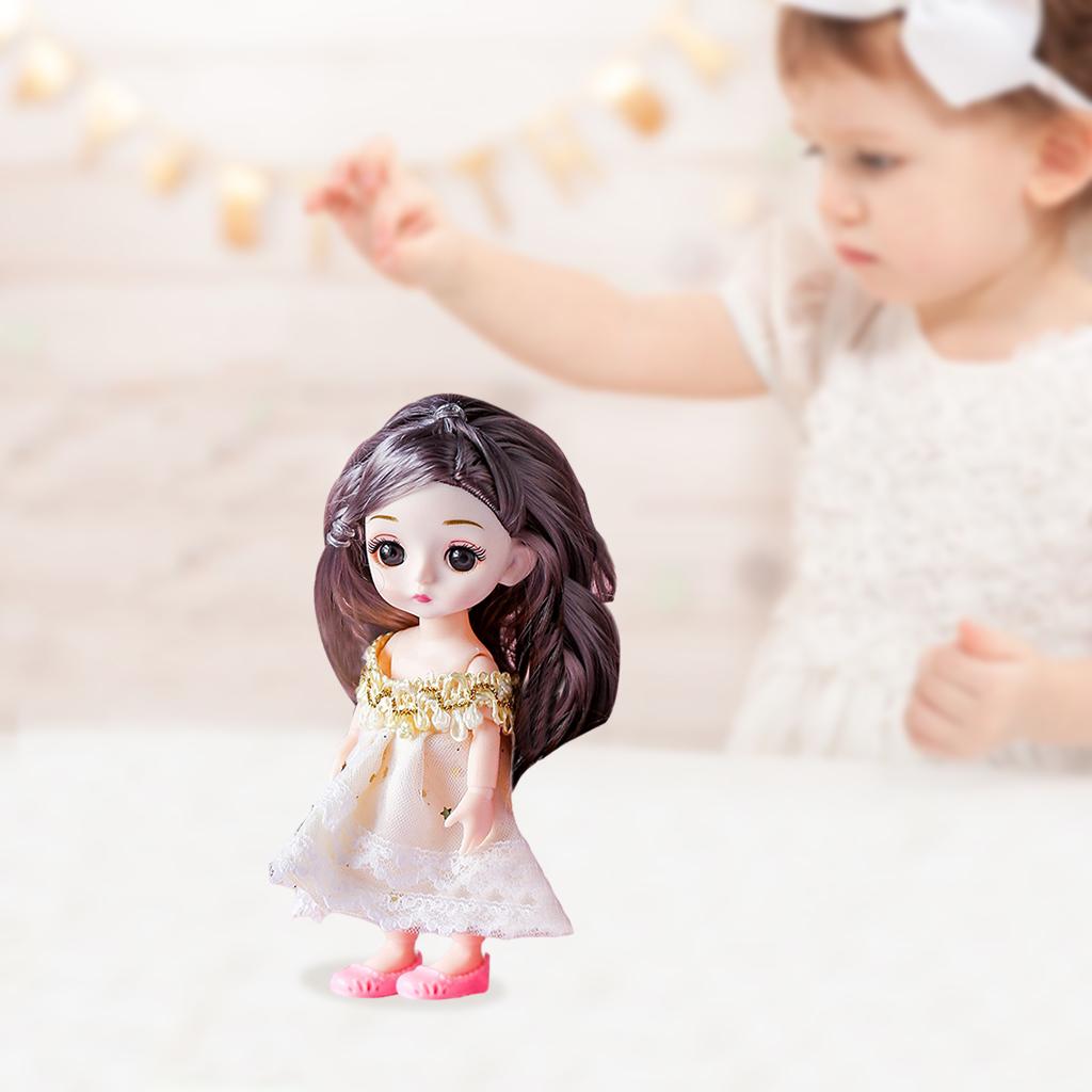 Симпатичная кукла BJD с 13 суставами, 16 см, 1/12, платье и обувь, игрушка для девочек, подарок A