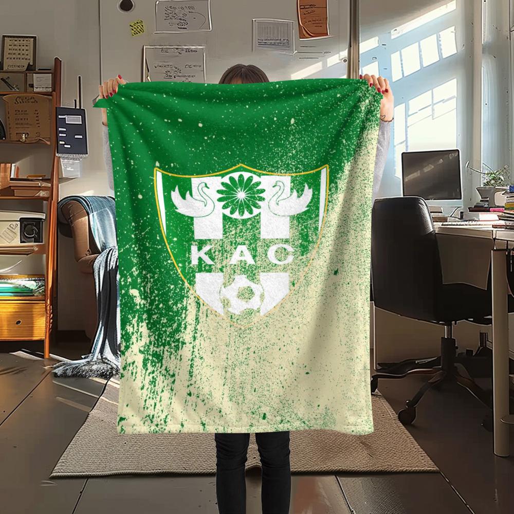 1Pc Kenitra Athletic Club kac Print Flannel Blanket High Quality Warm Comfortable Cover for All Seasons Perfect for Gifts Home Decor