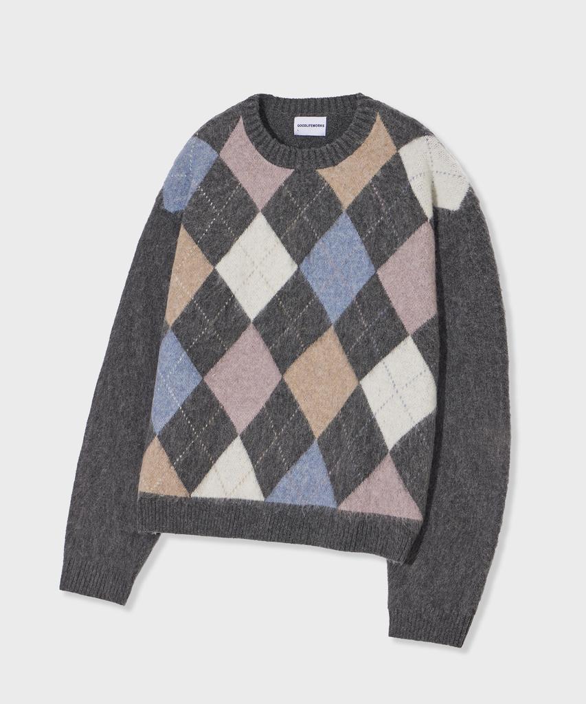 GLW Soft Argyle Knit Charcoal