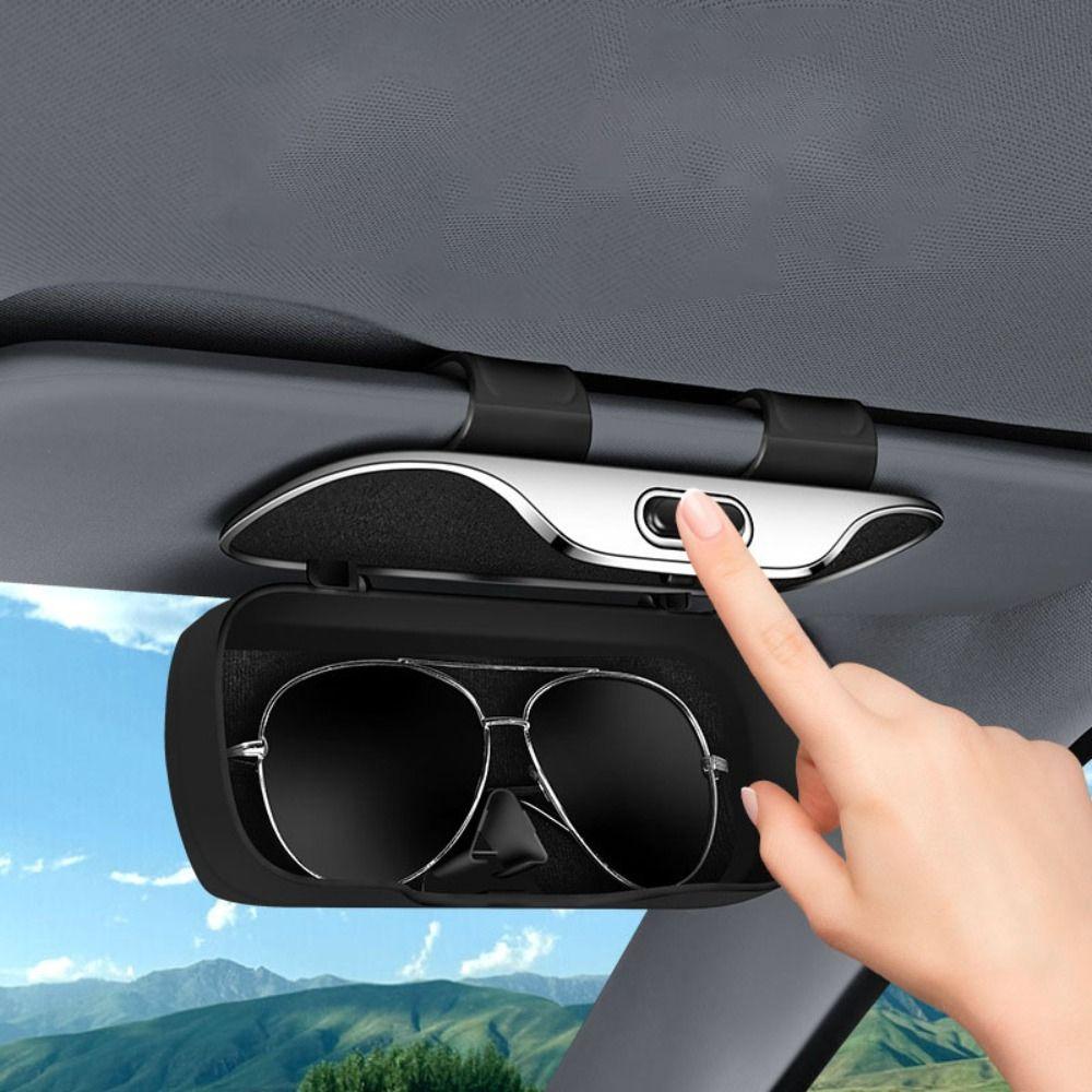 Stable Car Glasses Box Press Switch Eyeglass Case Universal Car Sunglasses Holder Sun Visor