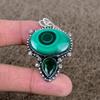 Malachite, Diopside Gemstone 925 Sterling Silver Jewelry Pendant 2.05" KKG-338