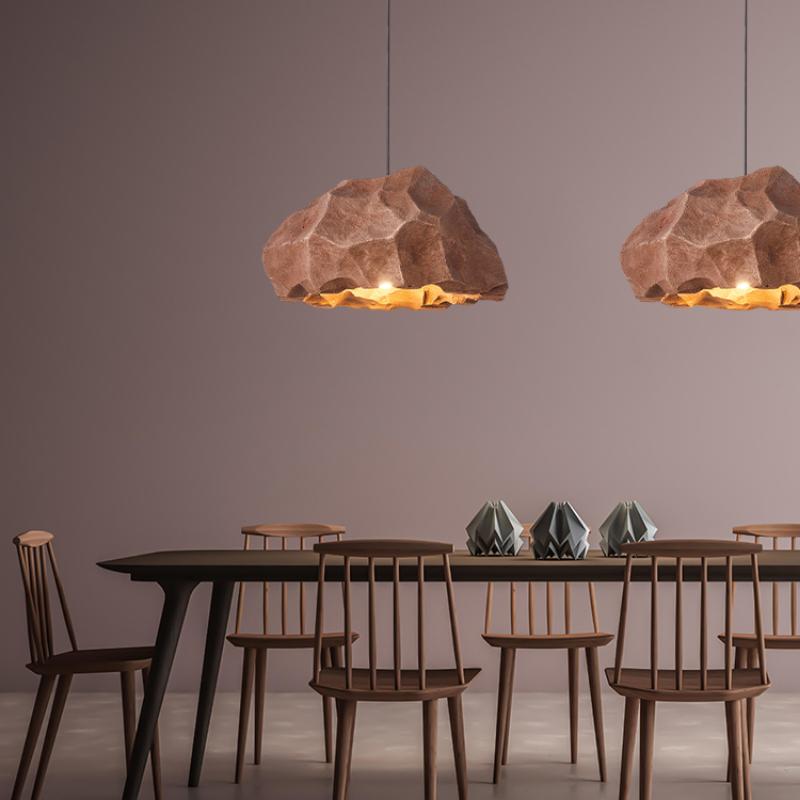 Дизайнерская люстра для ресторана, персонализированная лампа, имитация камня, микроцемент, японский стиль, педантовая лампа ручной работы
