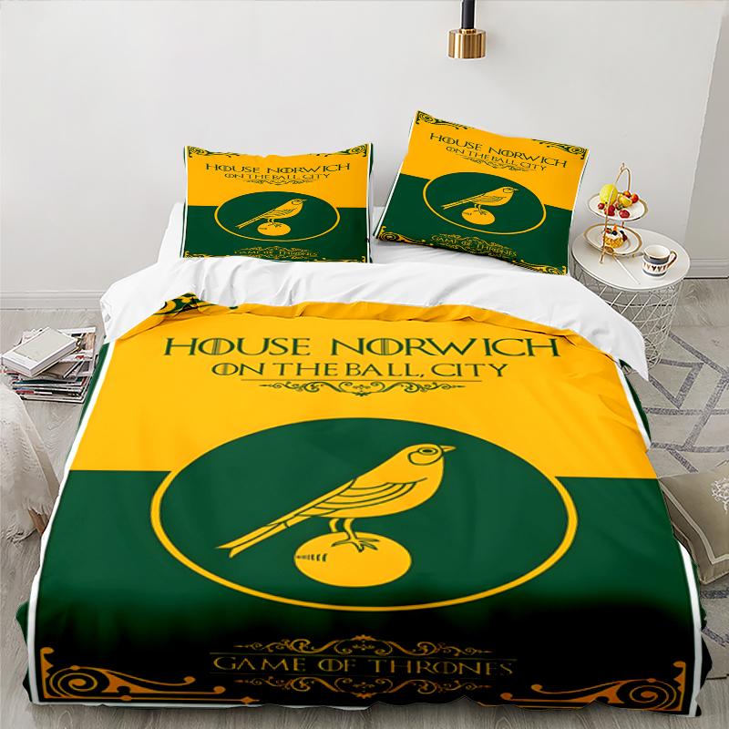 3PCS Nor-wich Football Club Crest Bedding set,Ideal for1pc Duvet Cover And 2pcs Pillowcases Perfect for Christmas gift,Ideal for Bedroom, Dormitory