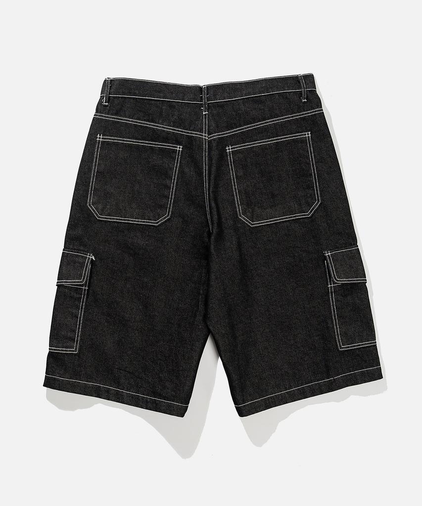 VASTIC Wide Cargo Denim Bermuda Pants_Black