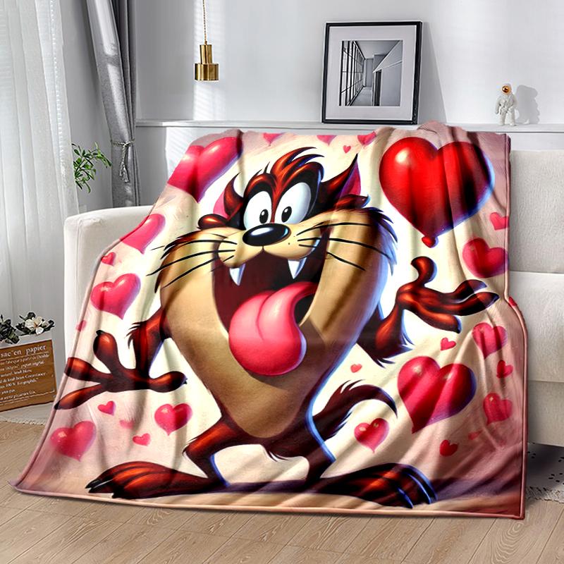 1pc Blanket Taz Mania Print Design, Lightweight Blanket for Sofa, Bed- Soft &Warm, Gift for All Seasons like Christmas, Halloween