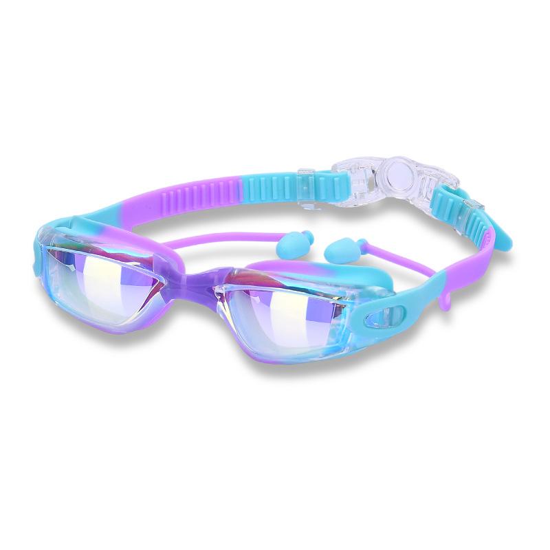 Silicone children's swimming goggles, waterproof and anti-fog, electroplated high-definition swimming eyewear equipment