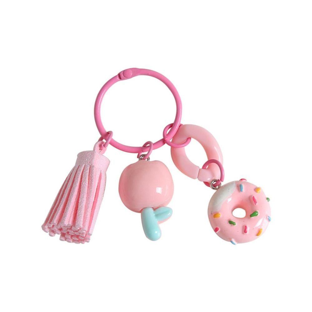 With Tassel Sweet Resin Tulip Keyring Young Girl's Heart Tulip Flower Keychain Pendant   Girls
