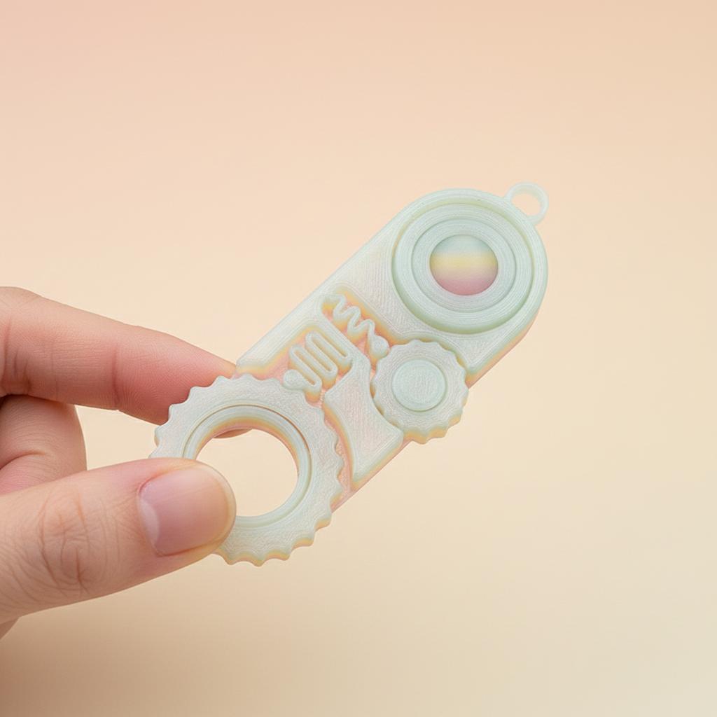 3D Printed Three In One Fidget Keychain Toy Stress Relief Spinner Gadgets For Students And Office Workers